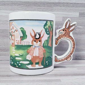 Art Mark Bunny Rabbit Handle White 8 oz. Coffee Mug Cup